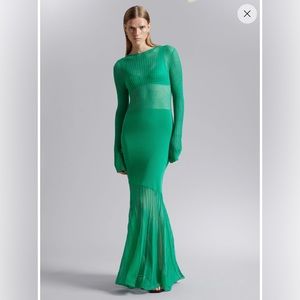 & Other Stories Semi Sheer Maxi Dress Green